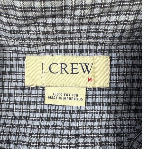 J. Crew Men's Medium 100% Cotton Casual Button Down Short Sleeve Blue Checkered - Picture 2 of 7